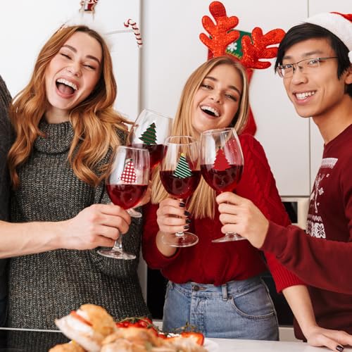 Christmas Tree Style Wine Glass Charms - 192 Pcs Holiday Drink Markers