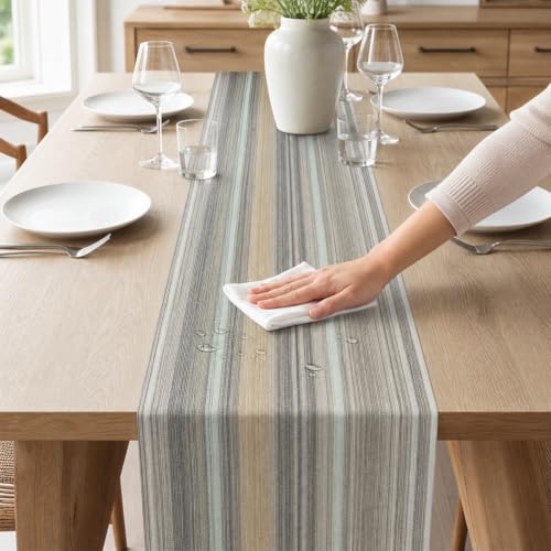 Multi Color Farmhouse Style PVC Table Runner 12x60 Inches - Rustic Country Decor