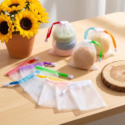 12-Pack Mesh Soap Saver Bags Exfoliating Bar Pouch with Drawstring