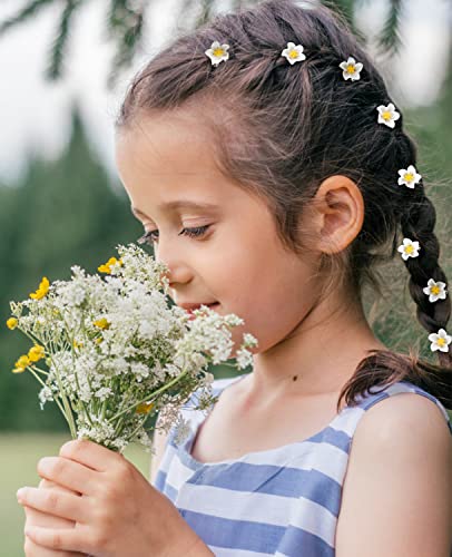 Wecoe Small White Flower Hair Clips - 20 Pcs Mini Lily Hair Accessories