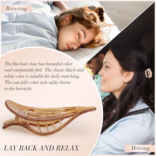 Flat Hair Claw Clips 8 Pcs Set - Non-Slip Matte Lay-Flat Hair Barrettes