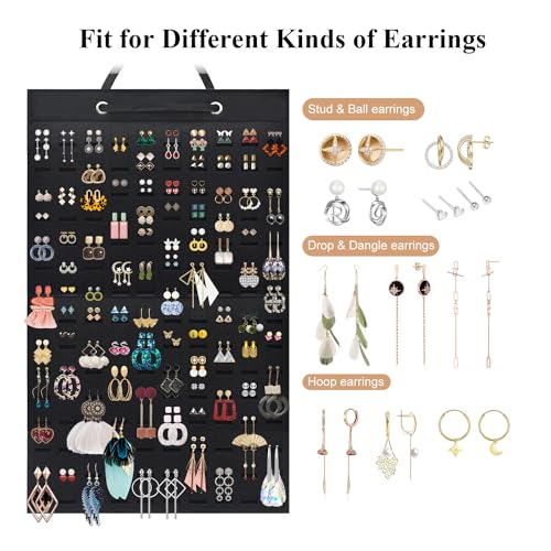 Large Capacity Earring Holder Organizer for 300 Pairs - Black
