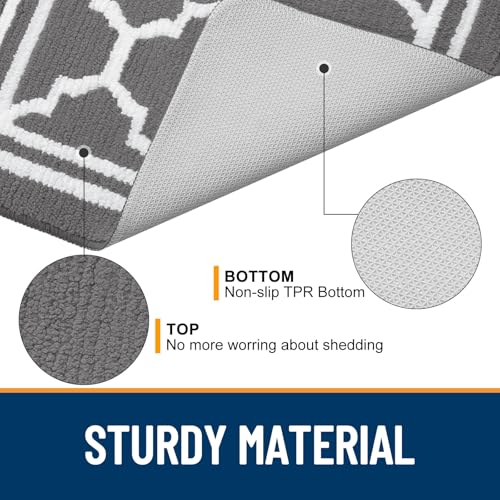 Buganda Indoor Doormat, Anti-Slip Low Profile Entryway Rug - 32x20, Grey