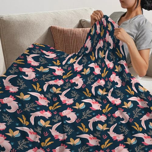 Axolotl Blanket - Soft Flannel Throw for Kids & Adults, 40x50 Inch