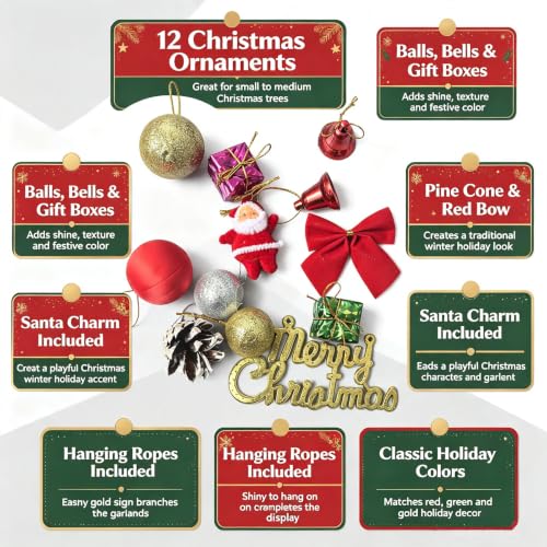 12 Pack Christmas Hanging Ornaments for Tree Holiday Party Decor