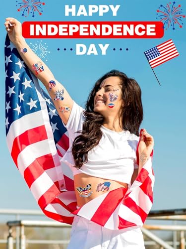 100 PCS 4th of July Temporary Tattoos Patriotic Stickers Party Favors