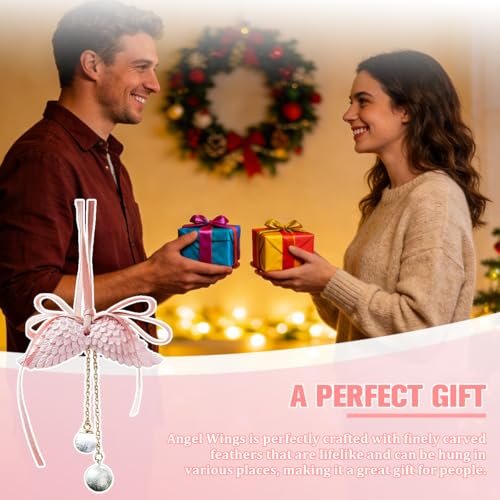 Angel Wings Car Hanging Ornament – Cute Pink Rear View Mirror Charm