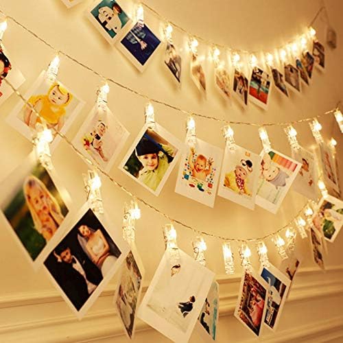 Skiennix 50 LED Photo Clip Starry Lights - Remote Control Fairy Twinkle Lights | 16.4ft Warm White for Home Decor & Events