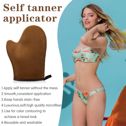 Self Tanning Mitt Applicator 2 Pcs - Streak-Free Tanning Glove with Thumb