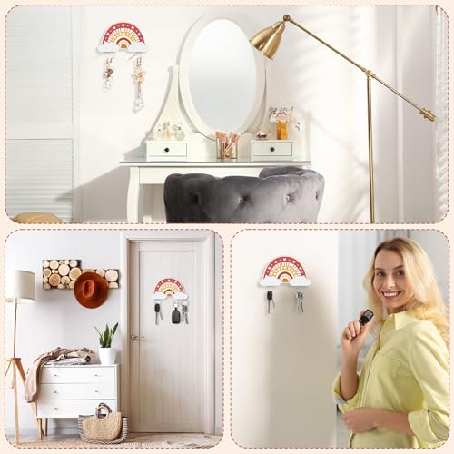 Yuntau 1 Pcs Boho Rainbow Wall Decor Magnetic Key Holder for Cute