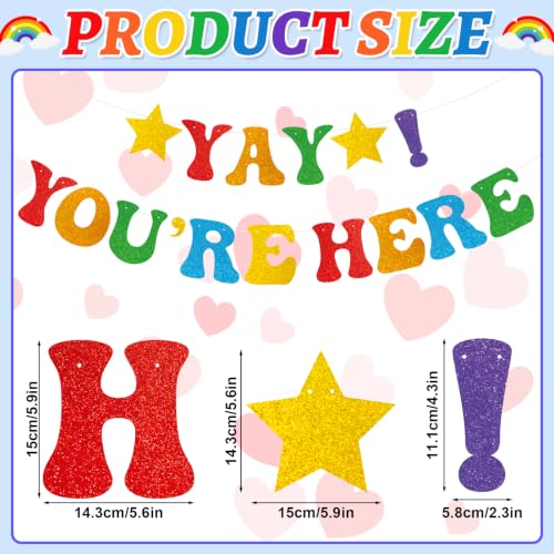 Yay! You're Here Rainbow Banner Decoration - Welcome Back Sign (Rainbow-1)