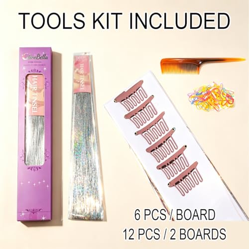 CelineBella Pink Star Gold Clip-In Hair Tinsel 6Pcs Extensions