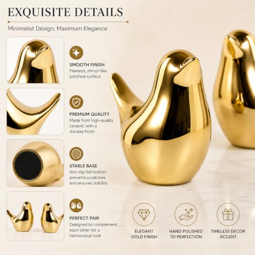 Small Gold Bird Figurine Set – Modern Decorative Sculptures