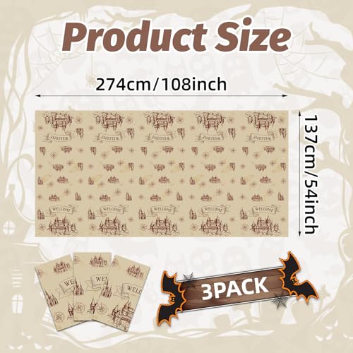 SpinLaLa Wizard Party Tablecloths - 3-Pack 54 x 108 Inch Magic Castle