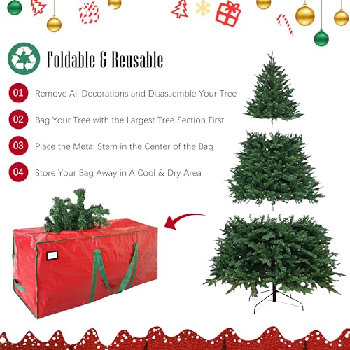 Cosy Family 7.5 ft Christmas Tree Storage Bag - Durable Heavy Duty Red Tote