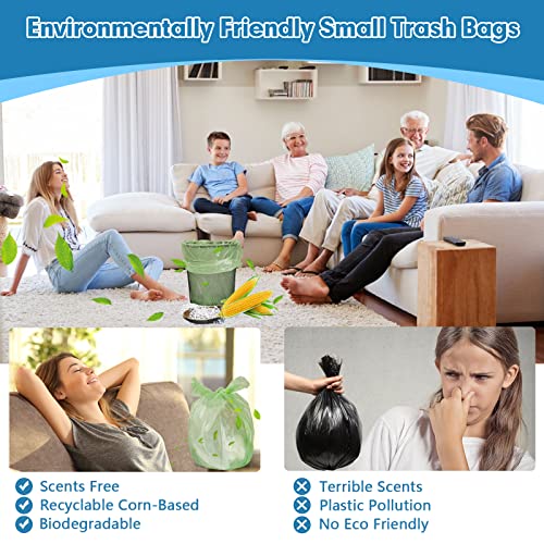 Biodegradable Small Trash Bags - 4 Gallon, Unscented, Extra Thick