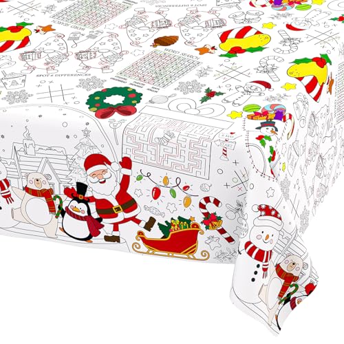 Christmas Coloring Tablecloth for Kids - 54x88in Activity Poster