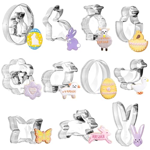 Easter Cookie Cutters Set - 11 Stainless Steel Shapes for Baking