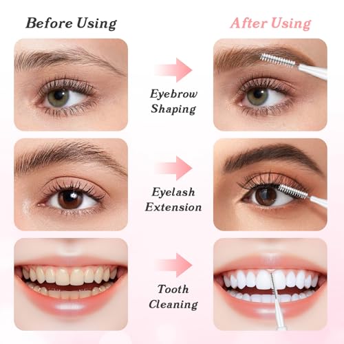 Wanmu 60pcs Micro Spoolies with Cap Eyebrow and Lash Brushes