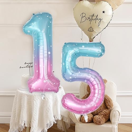 40 Inch Starry Sky Blue Number 19 Foil Balloon for Birthday & Events