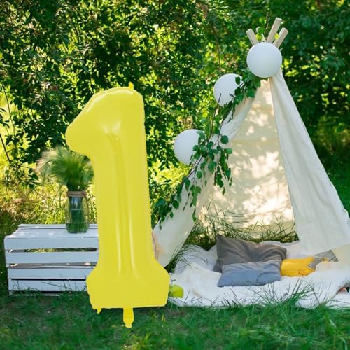 40 Inch Yellow Number 7 Foil Balloon for Birthday & Celebrations