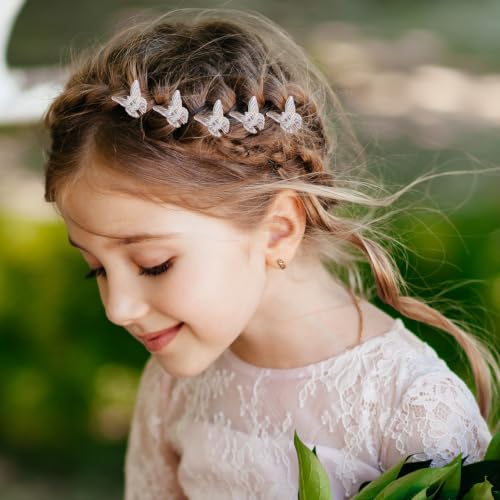 Nogeqi 12PCS Mini Butterfly Hair Clips, Glitter Small Claw Clips for Women and Girls
