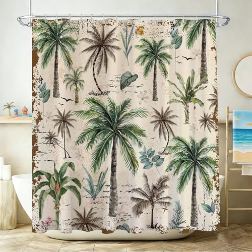 Mocsicka Tropical Palm Tree Shower Curtain - 72x72 in Waterproof Fabric
