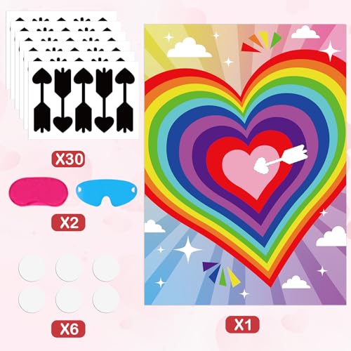 Pin The Arrow On The Heart Valentines Game Set for Kids