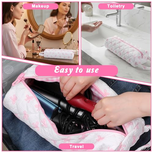 ElevateTech Heat-Resistant Hair Tools Travel Bag with Bow Pattern