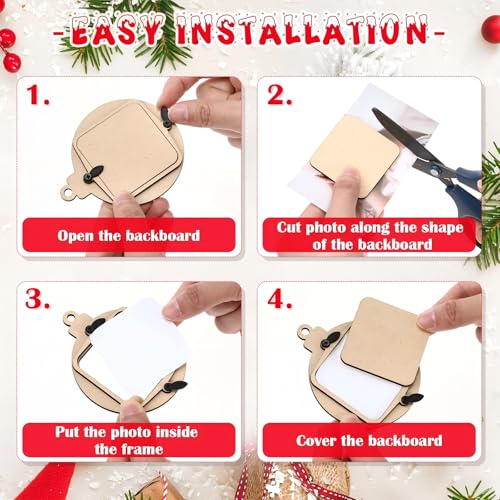 Football Wooden Photo Ornament Set - Christmas Tree Decorations, 12 Pieces