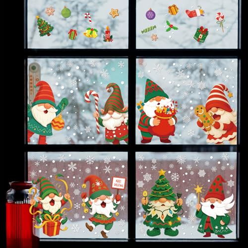 Christmas Elf Window Clings Reusable Static Glass Decals