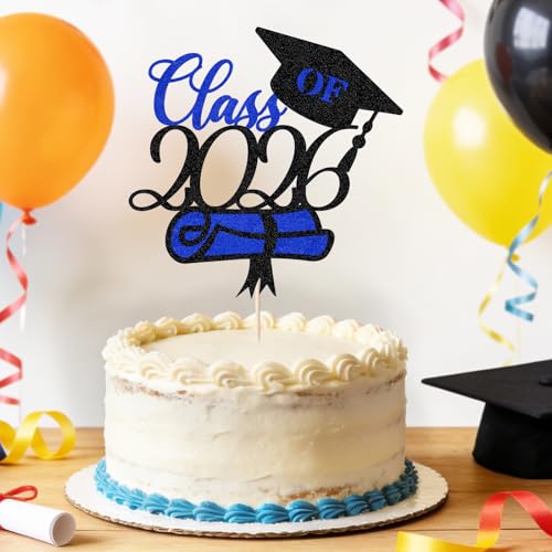 Glitter Graduation Cake Topper 2026 - Congrats Grad Decor