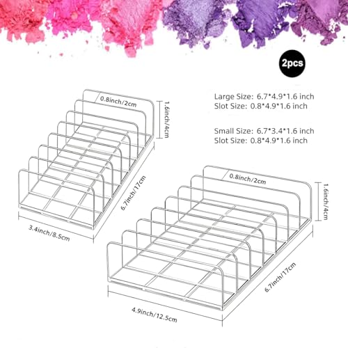 WECHENG 2 Pack Acrylic Makeup Palette Organizer - 7-Section Clear Holder for Vanity & Countertop