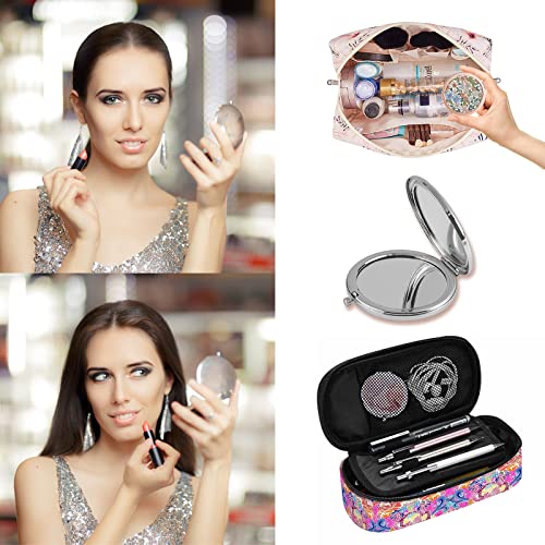 LONNAONE Compact Pocket Makeup Mirror - Double Sided Travel Mirror