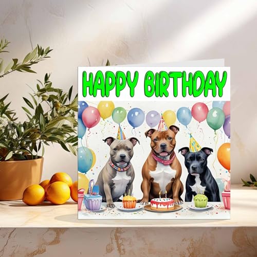 Staffordshire Bull Terrier Birthday Card - Eco-Friendly 145mm