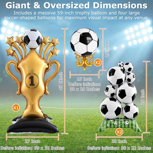 5-Piece Soccer Balloons Set - Extra Large Trophy & Foil Decorations
