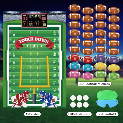 Pin the Football Game for Kids - Football Party Decorations Set