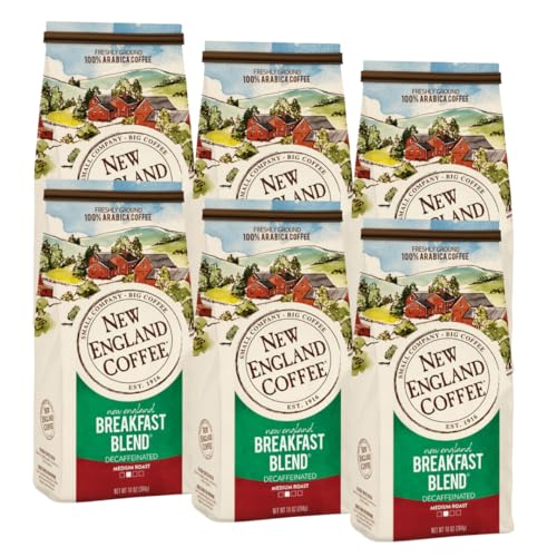 New England Coffee Breakfast Blend Decaf Ground Coffee, 10oz (Pack of 6)