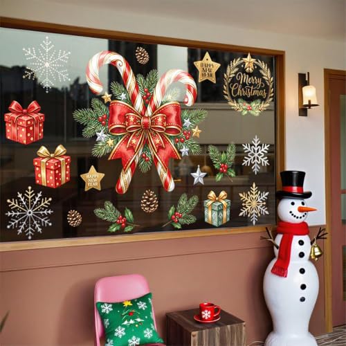 Christmas Window Clings Cane Candy Design for Glass & Mirrors - Style38