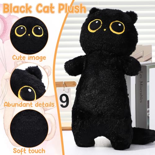 16.9-Inch Black Cat Plush Pillow - Soft & Cute Toy