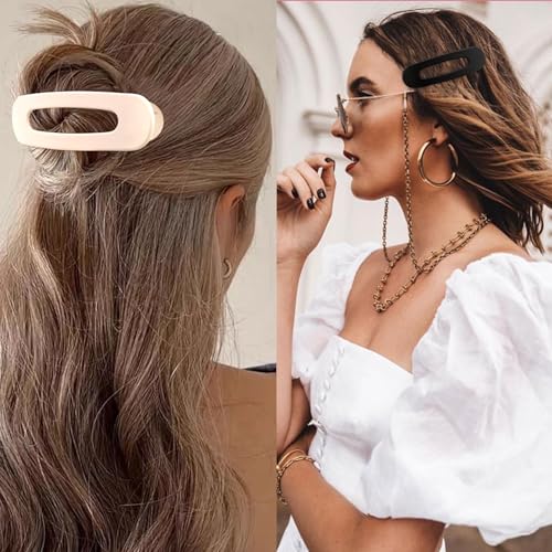 VELSCRUN Flat Hair Clips for Women, 8 Pcs Lay Flat Claw Clips Brown