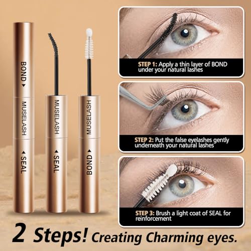 MUSELASH Lash Bond and Seal - Waterproof Cluster Eyelash Glue Duo