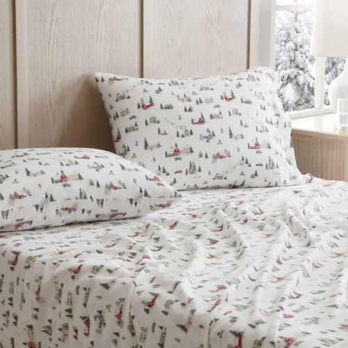 King Sheet Set with Fitted Sheet & Pillowcases - Ski Village Green