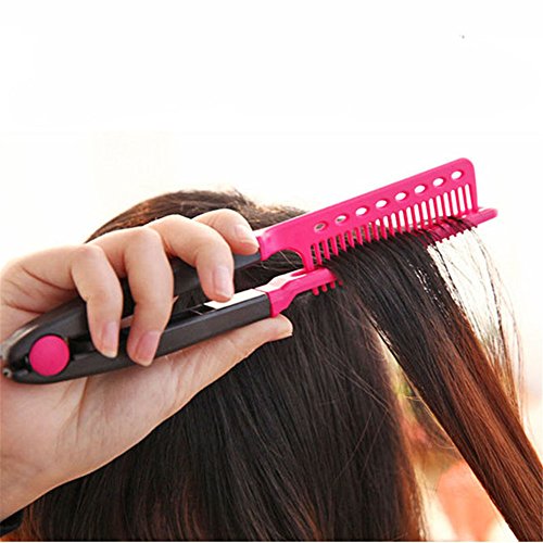 V Shaped Hair Straightening Comb DIY Salon Styling Brush