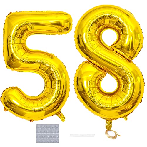 Gold 40-Inch Jumbo 58 Number Balloons for Birthday & Anniversary