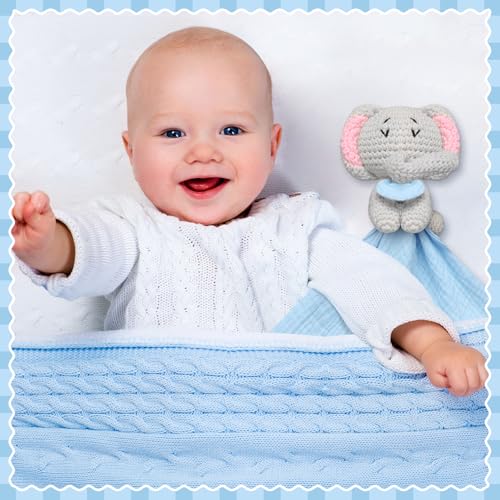 Elephant Security Blanket for Babies - Soft Crochet Lovey Toy