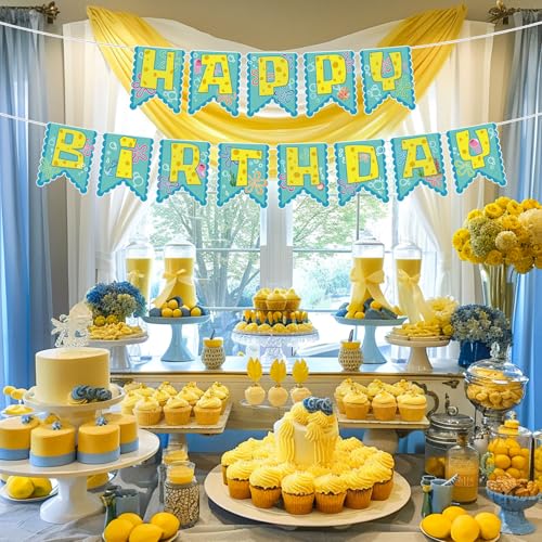 Pre-Strung Yellow Happy Birthday Banner - Ocean Theme Decorations