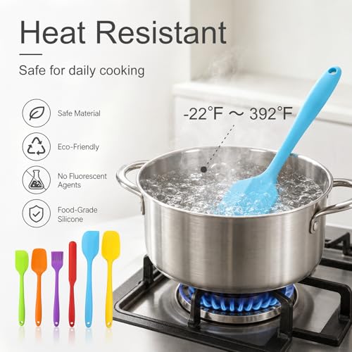 LeviLevo 6-Piece Seamless Silicone Spatula Set - Heat Resistant & Nonstick