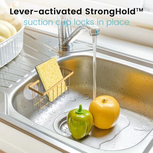 HLOOL Gold Kitchen Sink Sponge Holder - Rustproof Organizer