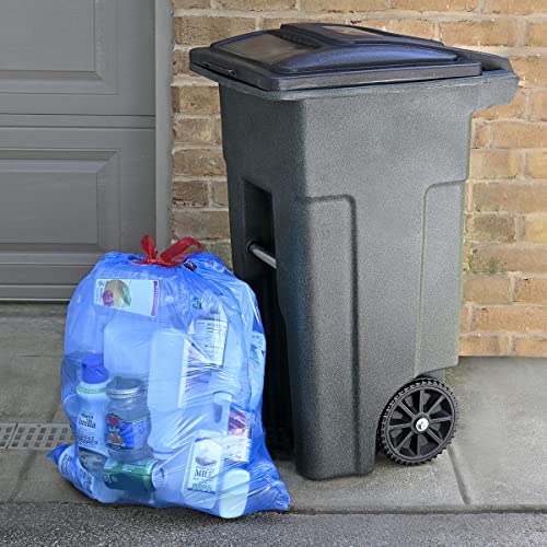 Amazon Basics 13 Gallon Recycling Trash Bags, Blue Drawstring, 60 Count